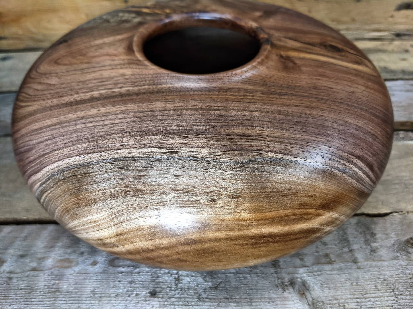 Figured black walnut crotchwood hollow form