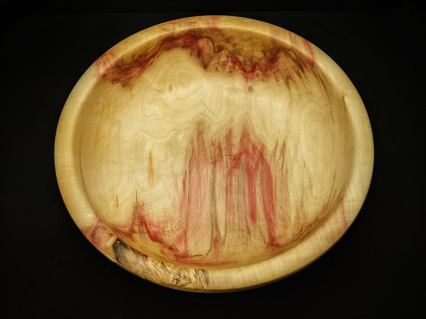 Stunning footed flaming 9" box elder bowl