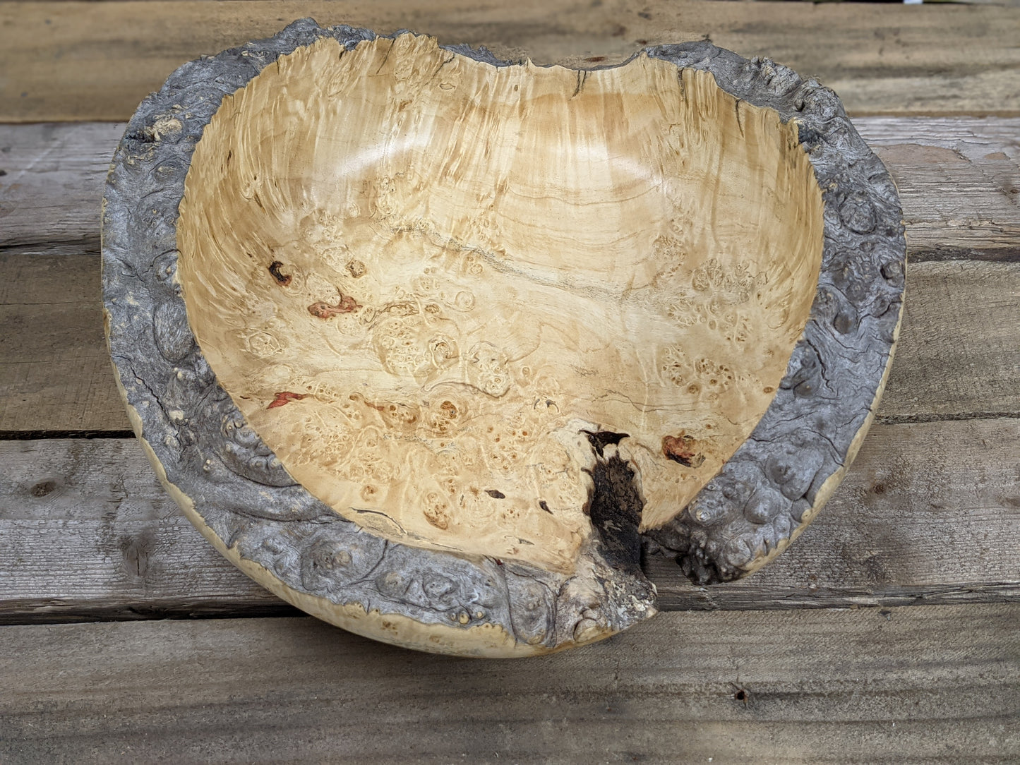 Natural edge maple burl bowl