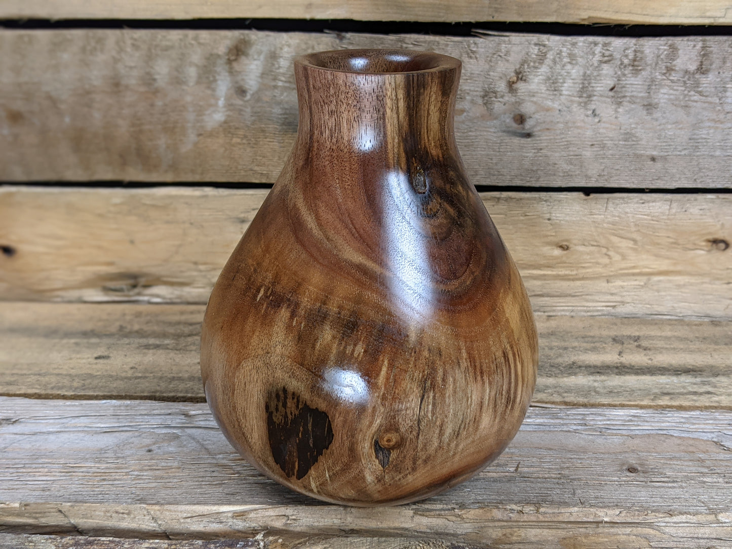 Knotty black walnut dry vase