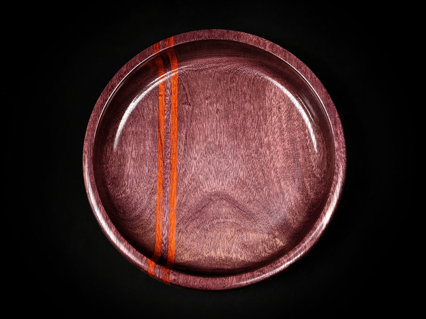 Purpleheart bowl with a padauk racing stripe