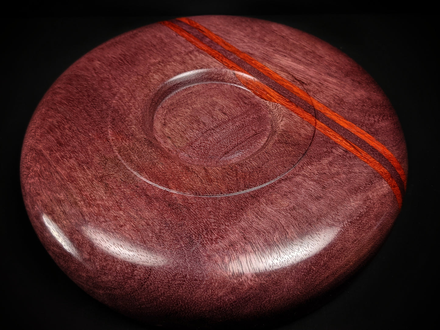 Purpleheart bowl with a padauk racing stripe