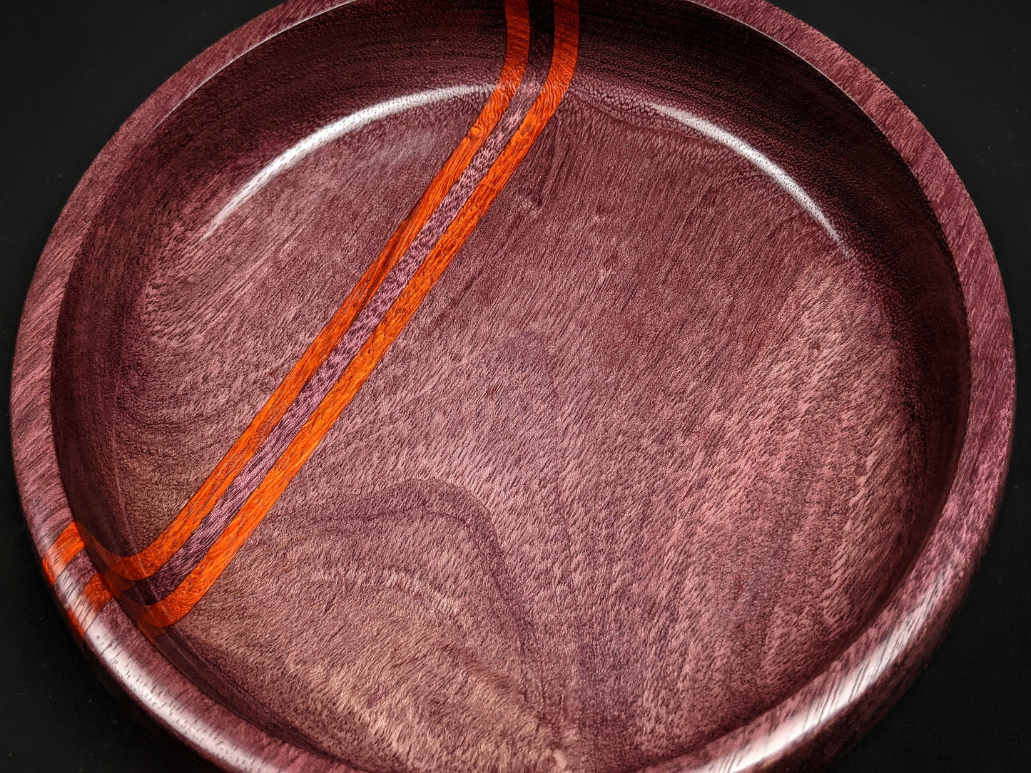 Purpleheart bowl with a padauk racing stripe