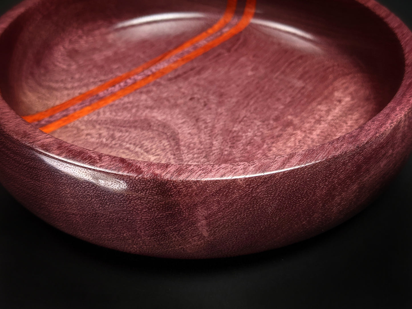 Purpleheart bowl with a padauk racing stripe