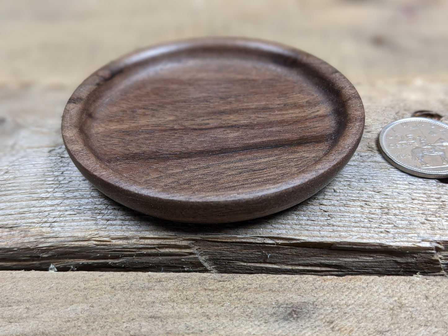 Tiny black walnut ring dish