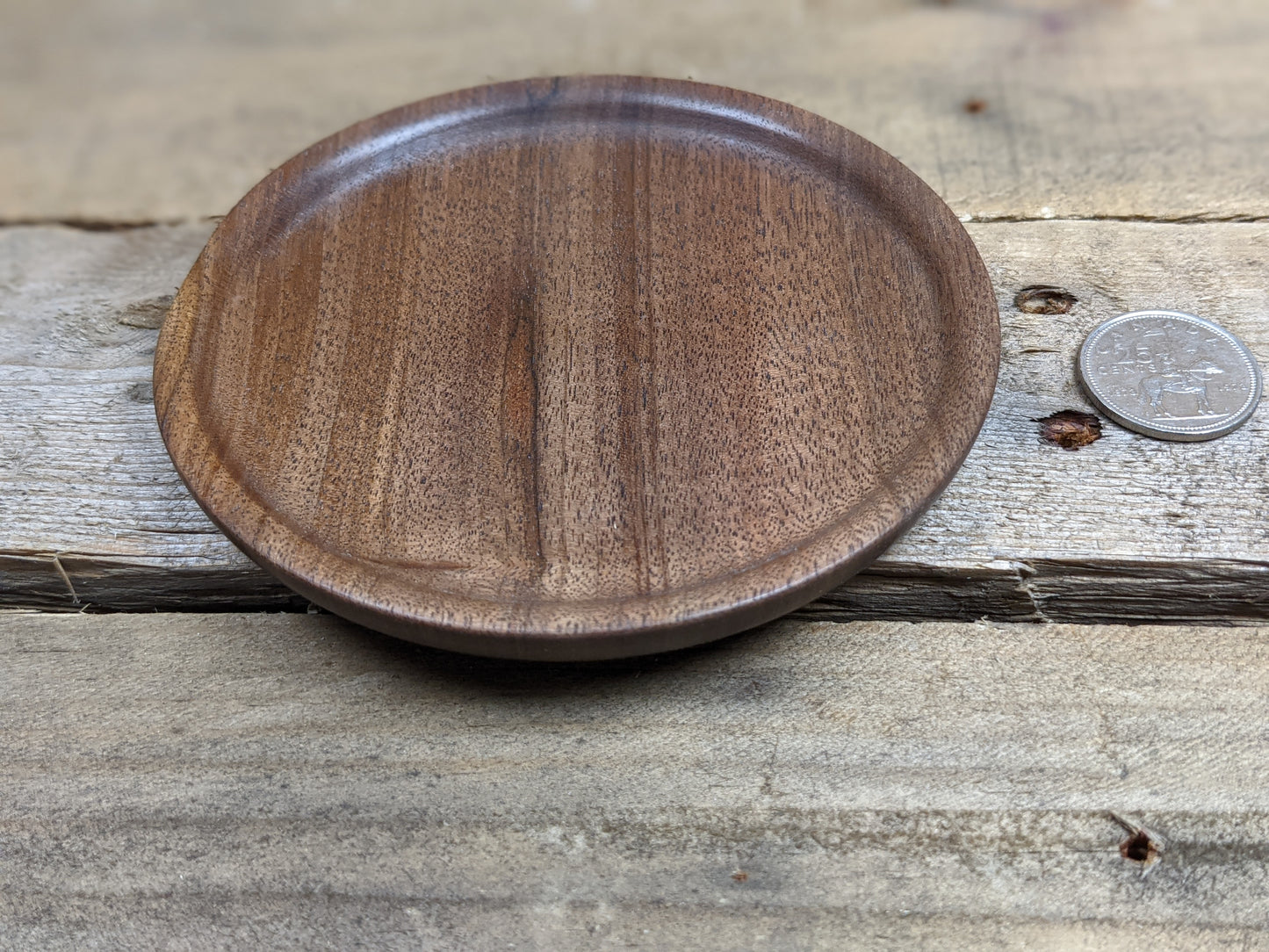 Shallow black walnut ring dish