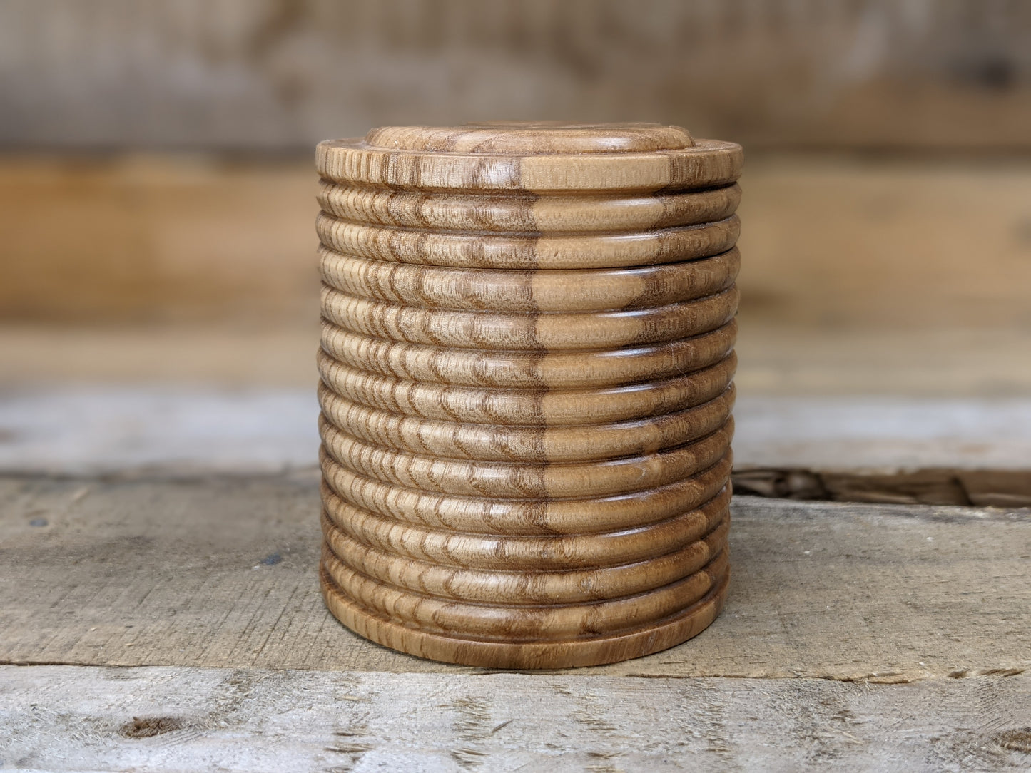 Beaded white oak lidded box