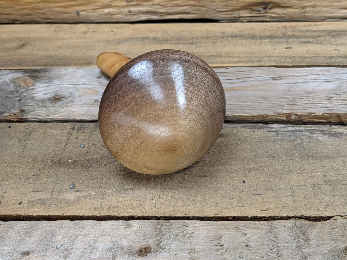 Black walnut and figured spalted maple darning mushroom