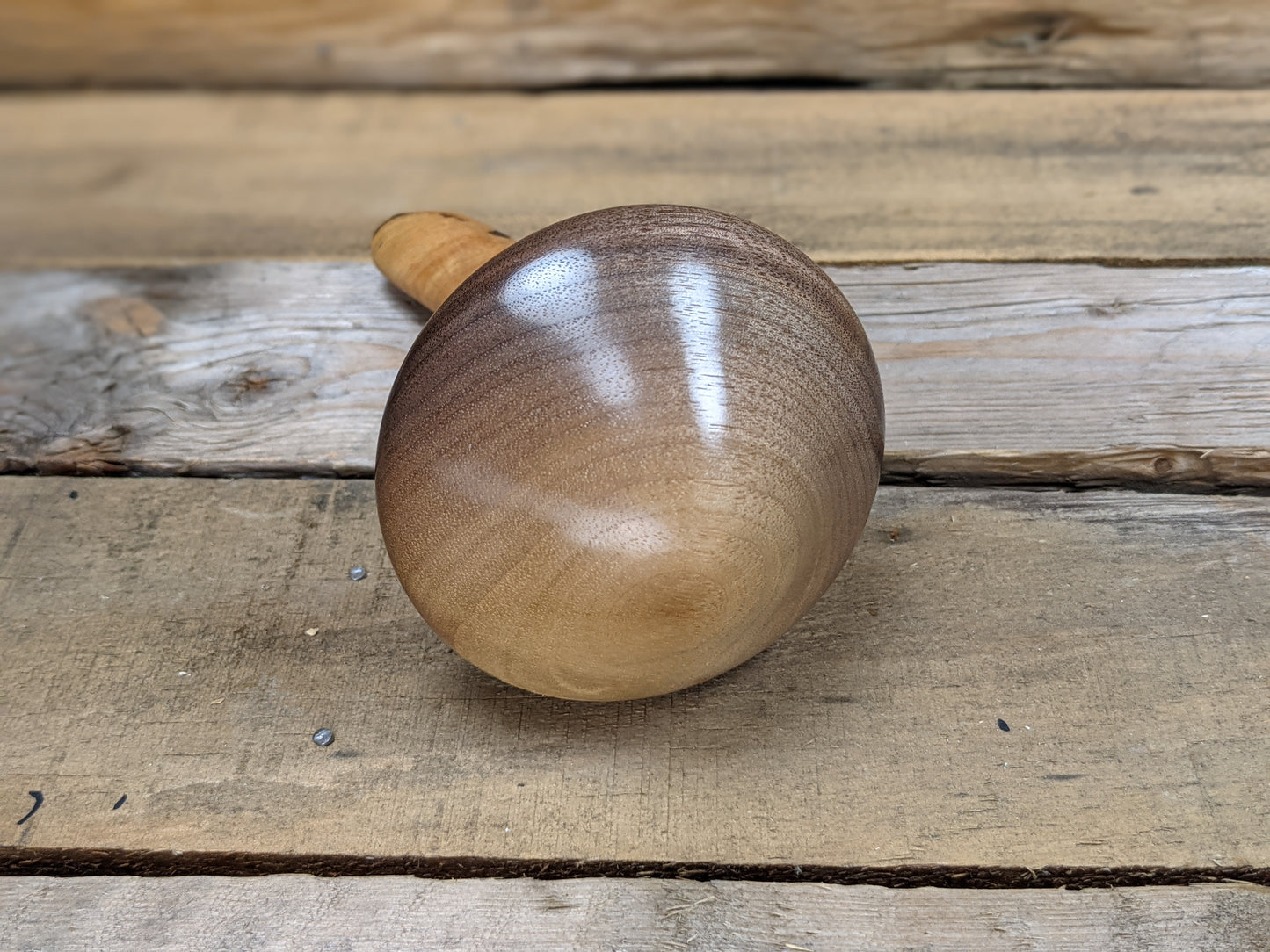 Black walnut and figured spalted maple darning mushroom