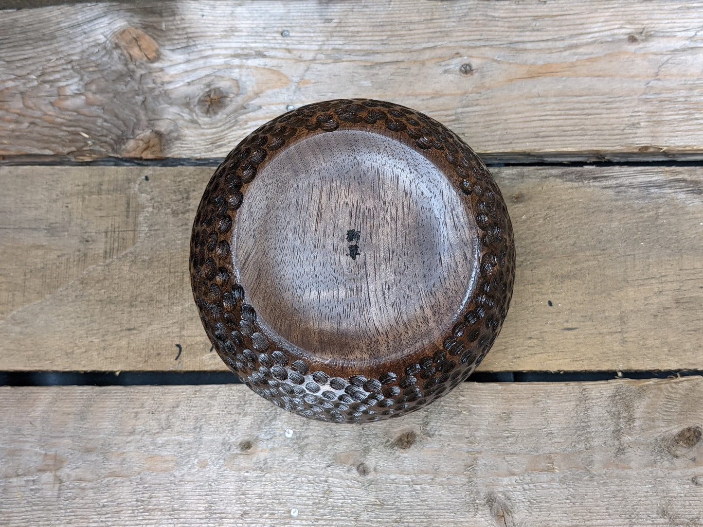 Dimpled black walnut desk pot