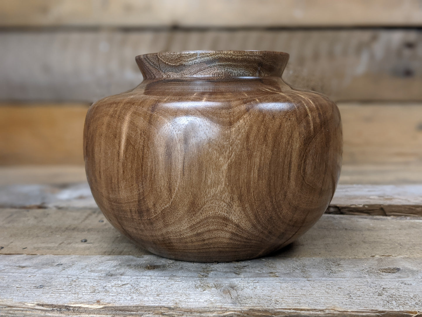 Decorative Black Walnut end grain pot