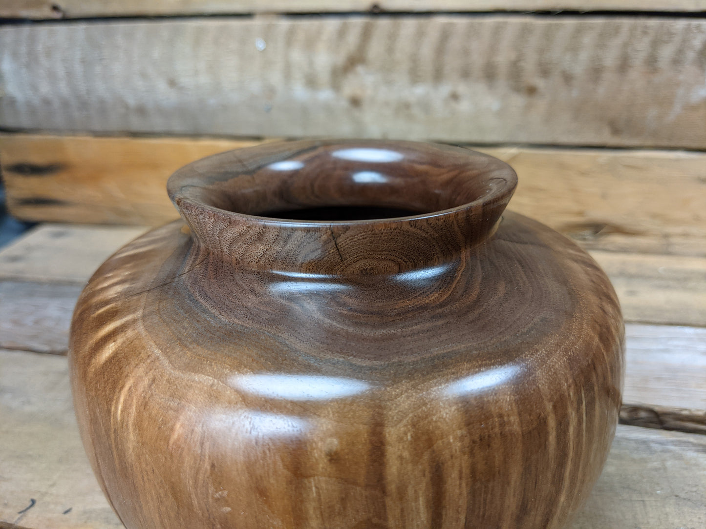 Decorative Black Walnut end grain pot