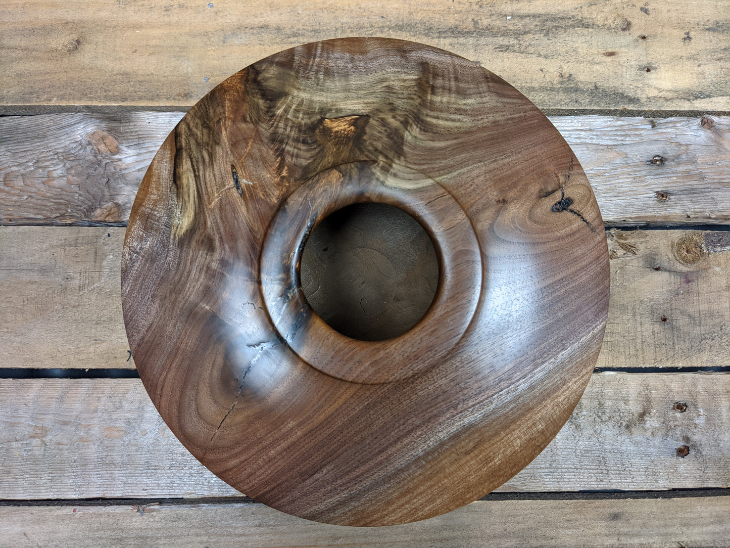 Figured black walnut crotchwood hollow form
