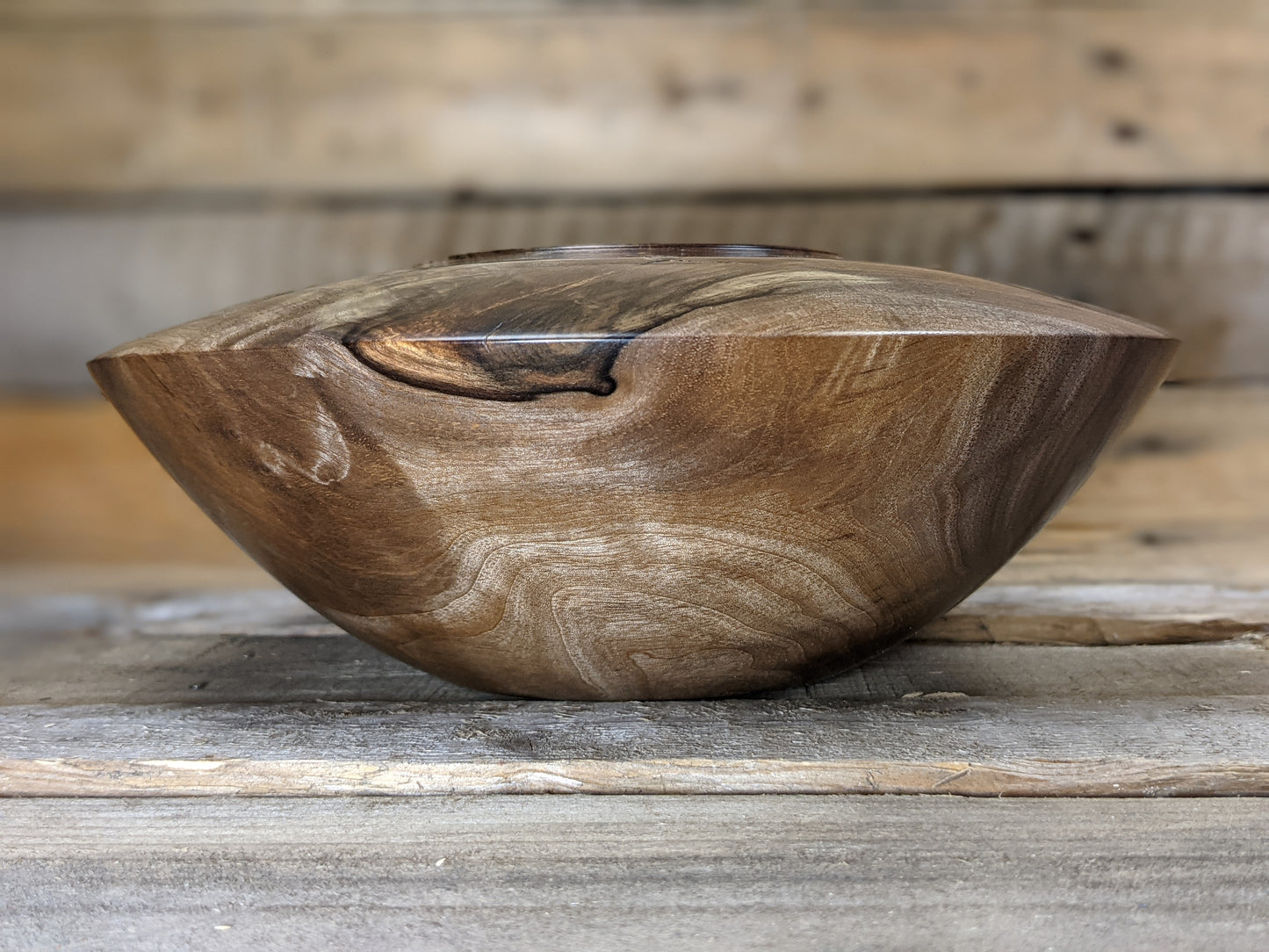 Figured black walnut crotchwood hollow form