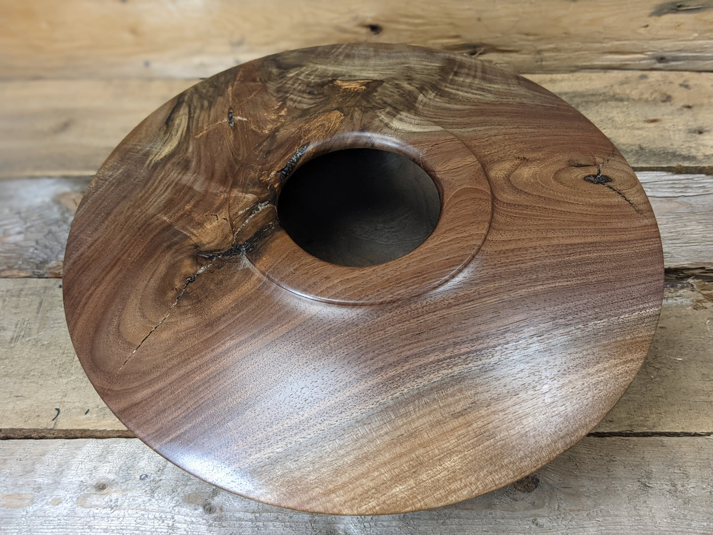 Figured black walnut crotchwood hollow form