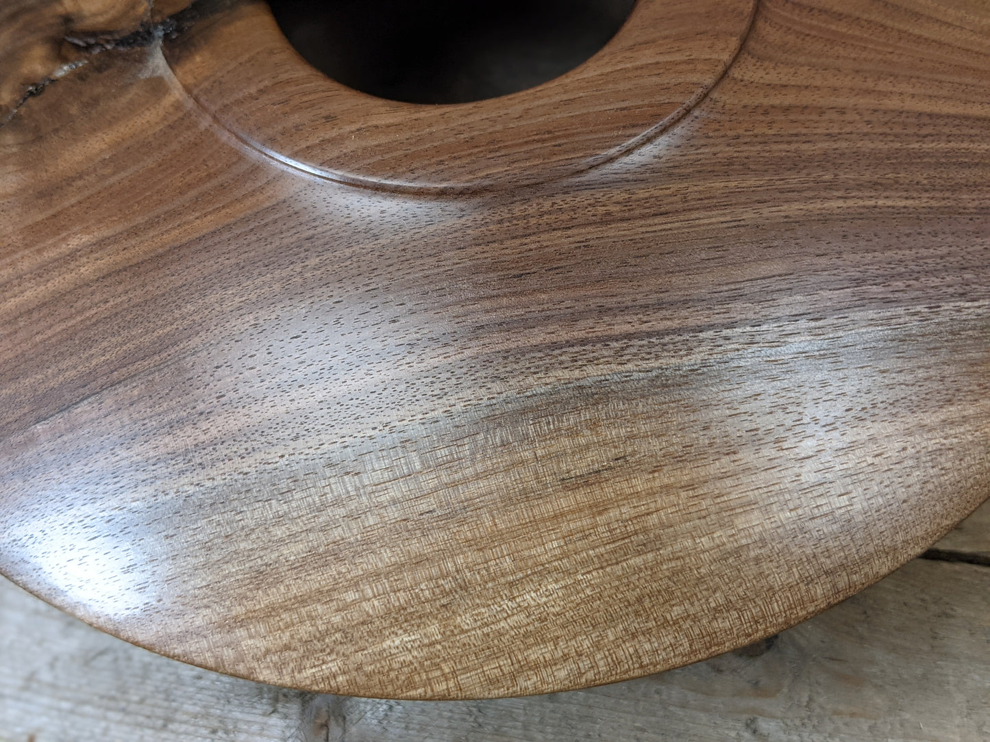 Figured black walnut crotchwood hollow form