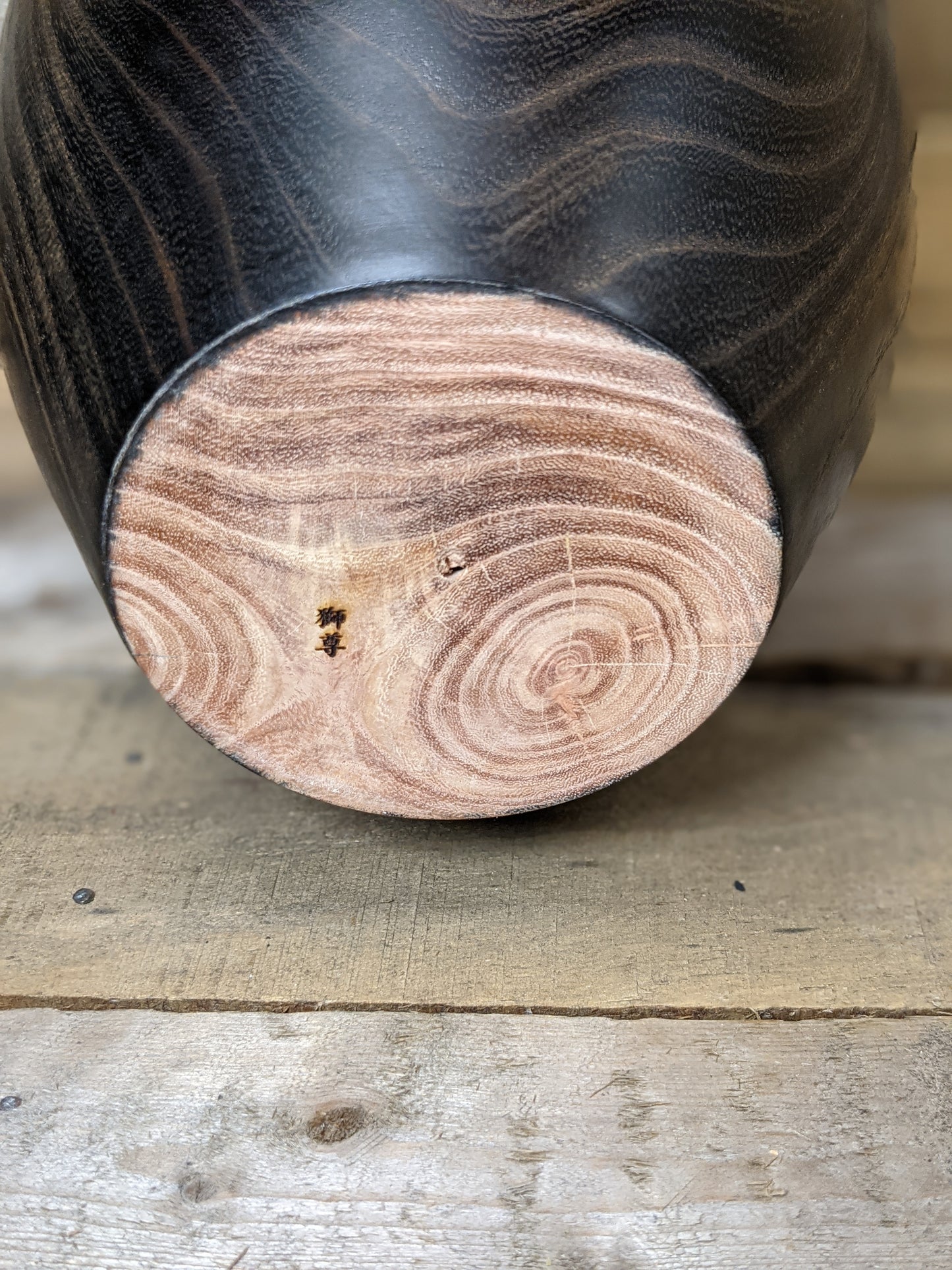 Ebonized honey locust dry vase