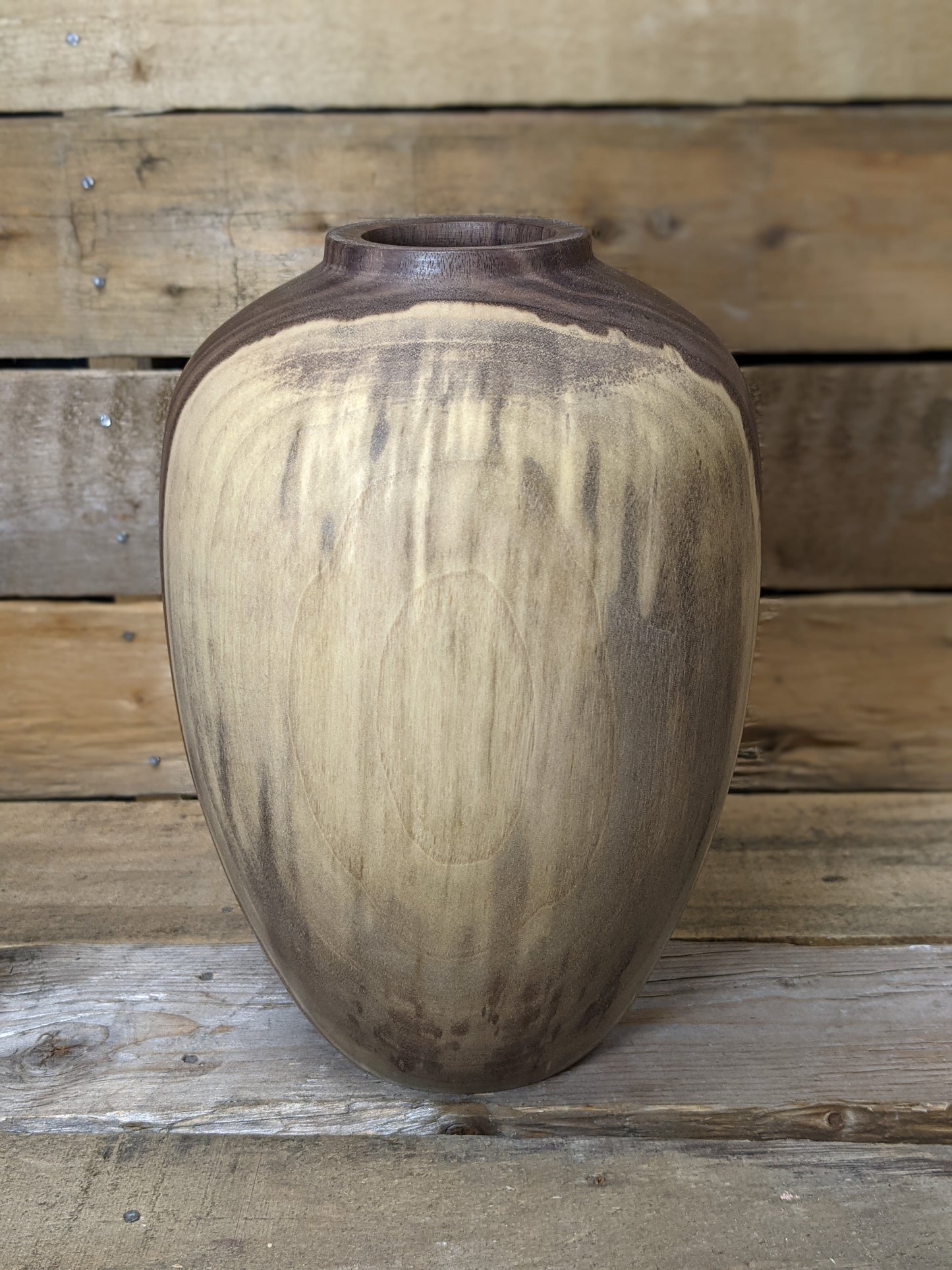 Two tone black walnut hollow vessel