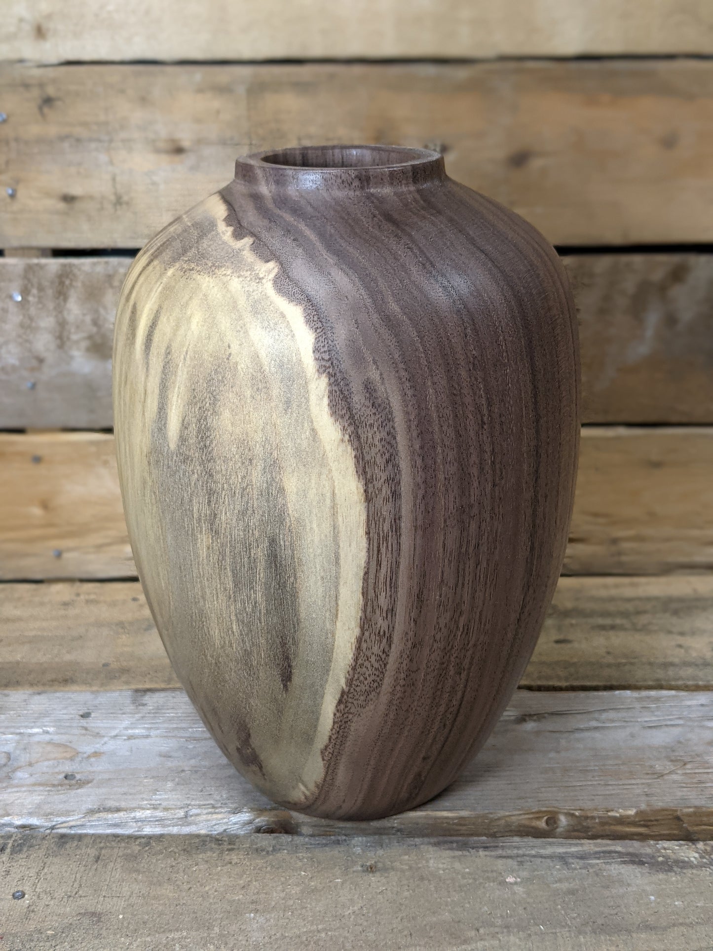 Two tone black walnut hollow vessel