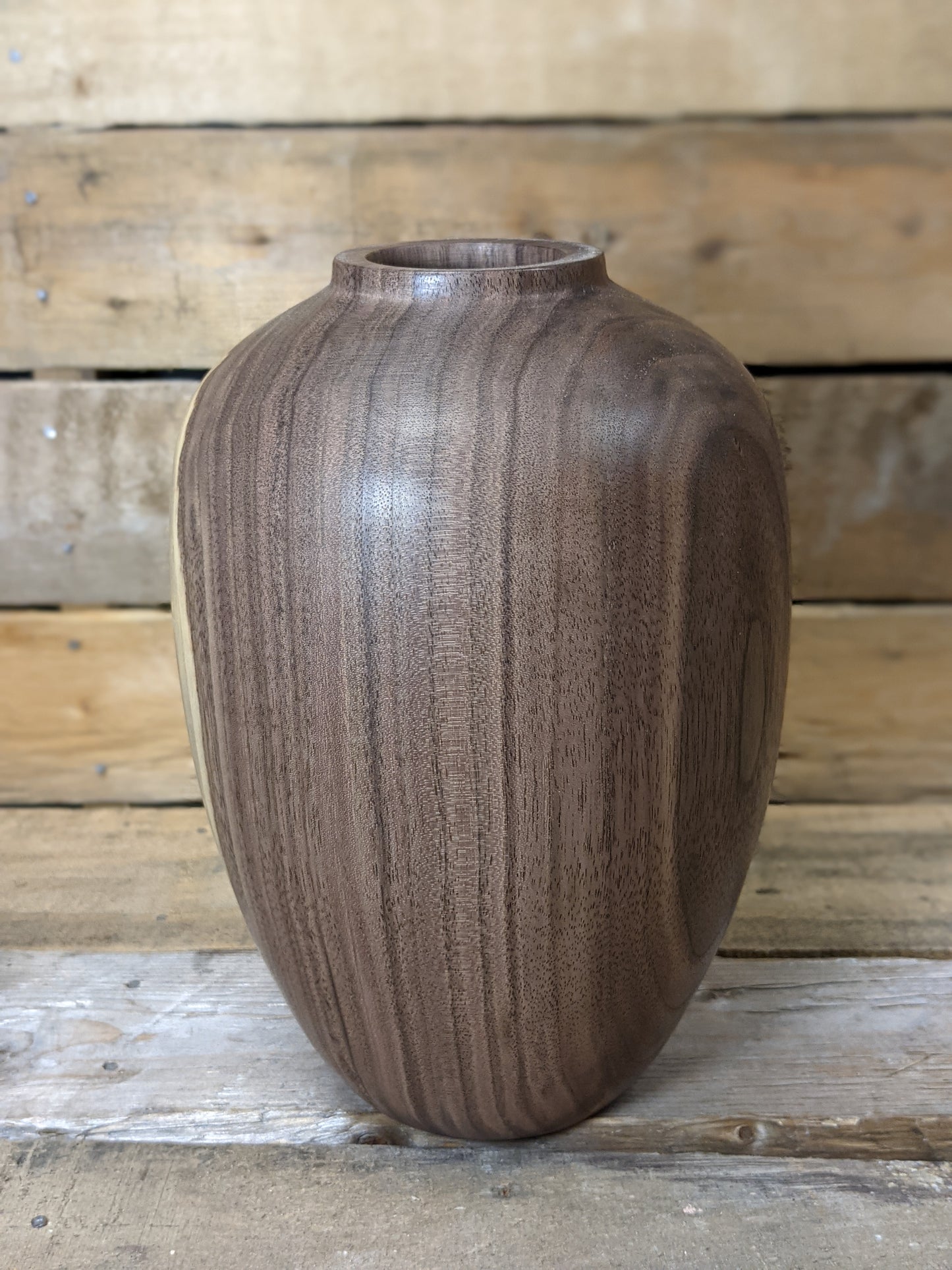 Two tone black walnut hollow vessel