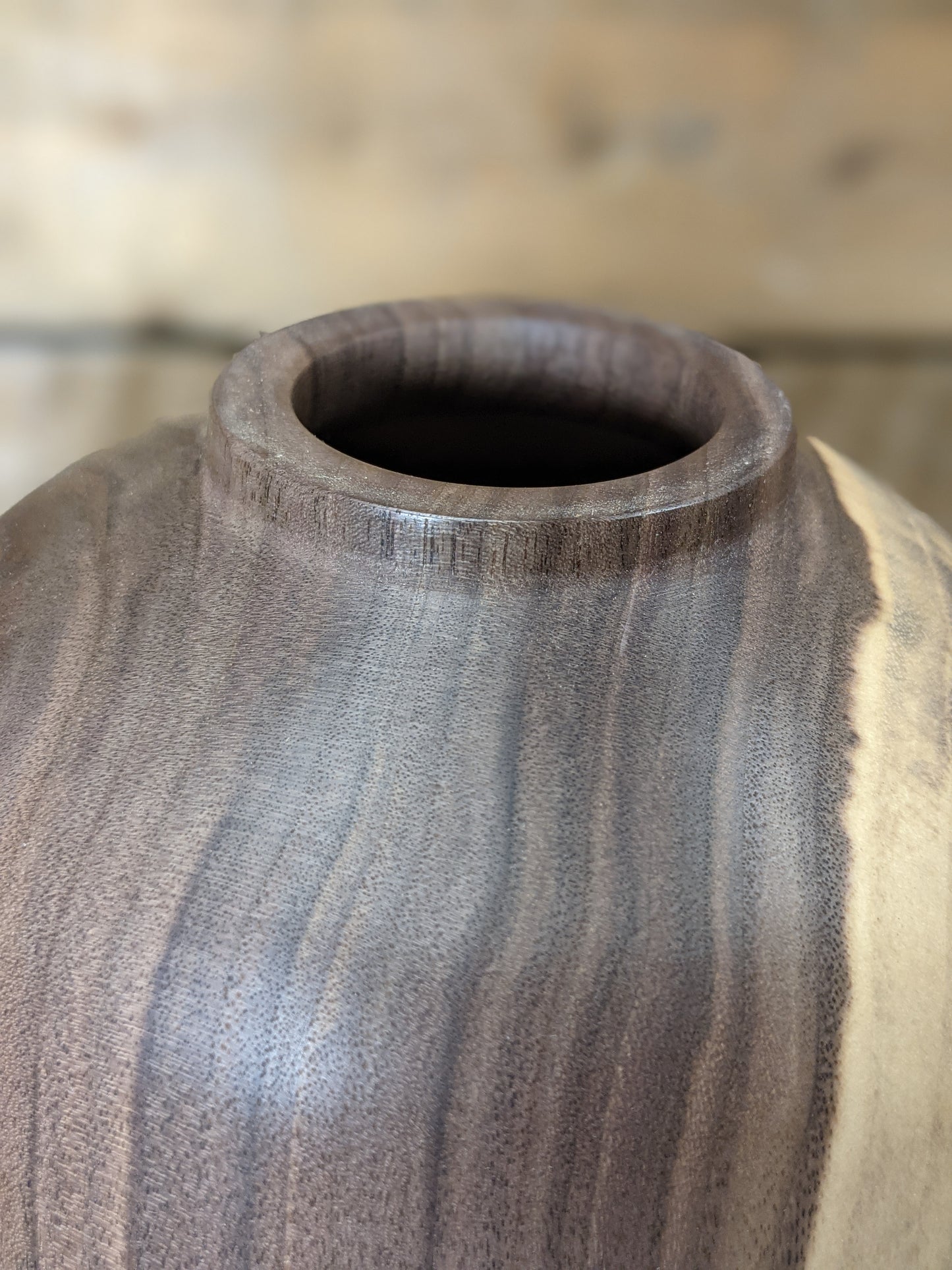 Two tone black walnut hollow vessel
