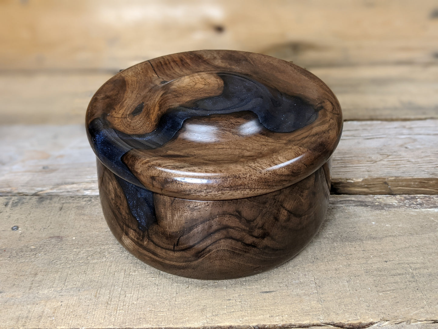 Resin and black walnut trinket box