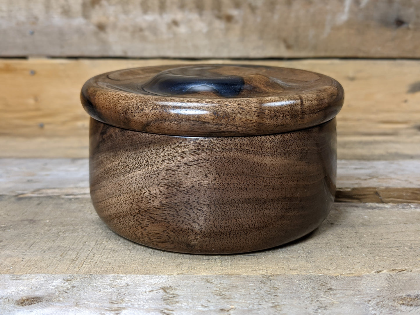 Resin and black walnut trinket box