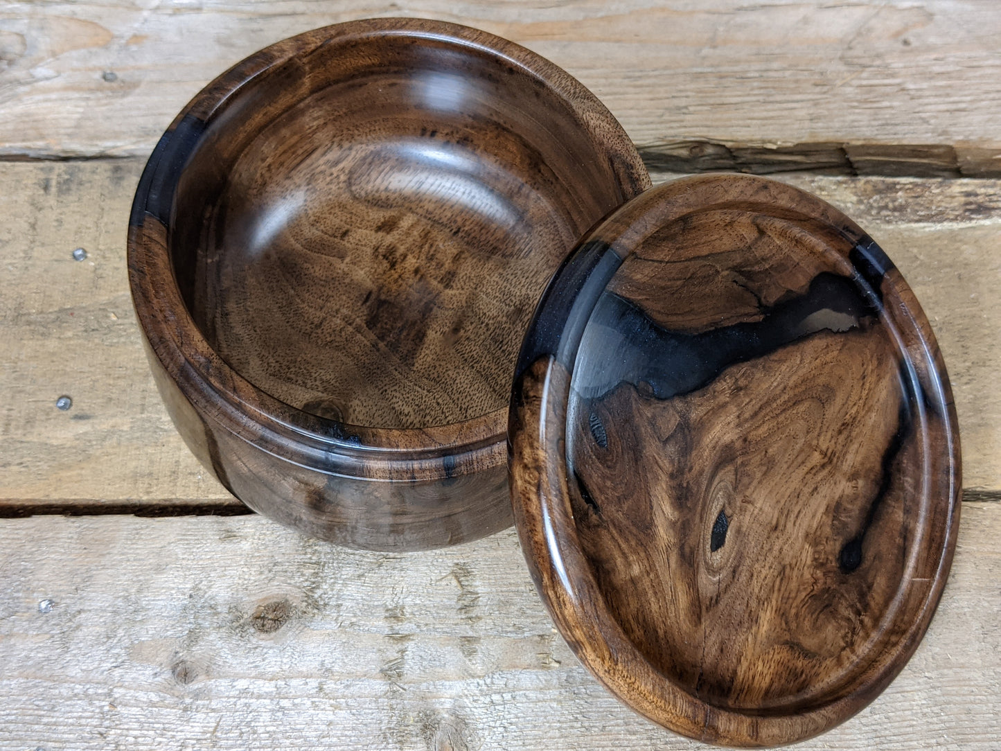 Resin and black walnut trinket box