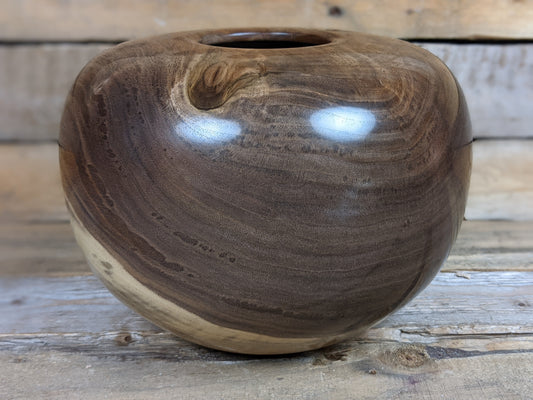 Round black walnut hollow form