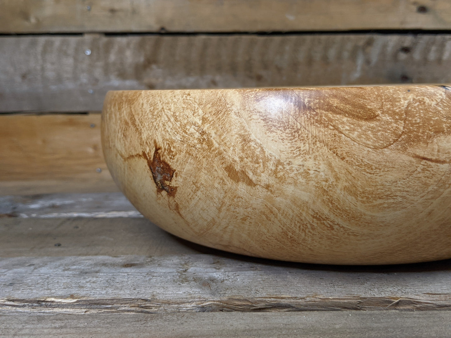 Feathered maple serving bowl