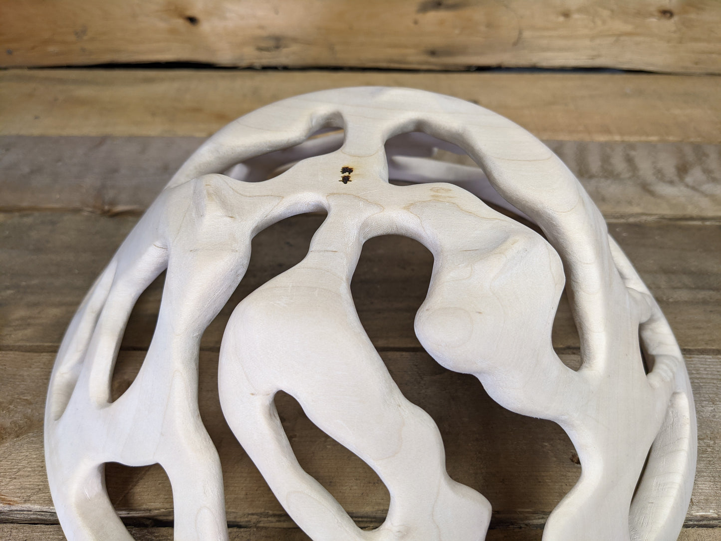 Turned and carved bread/fruit basket