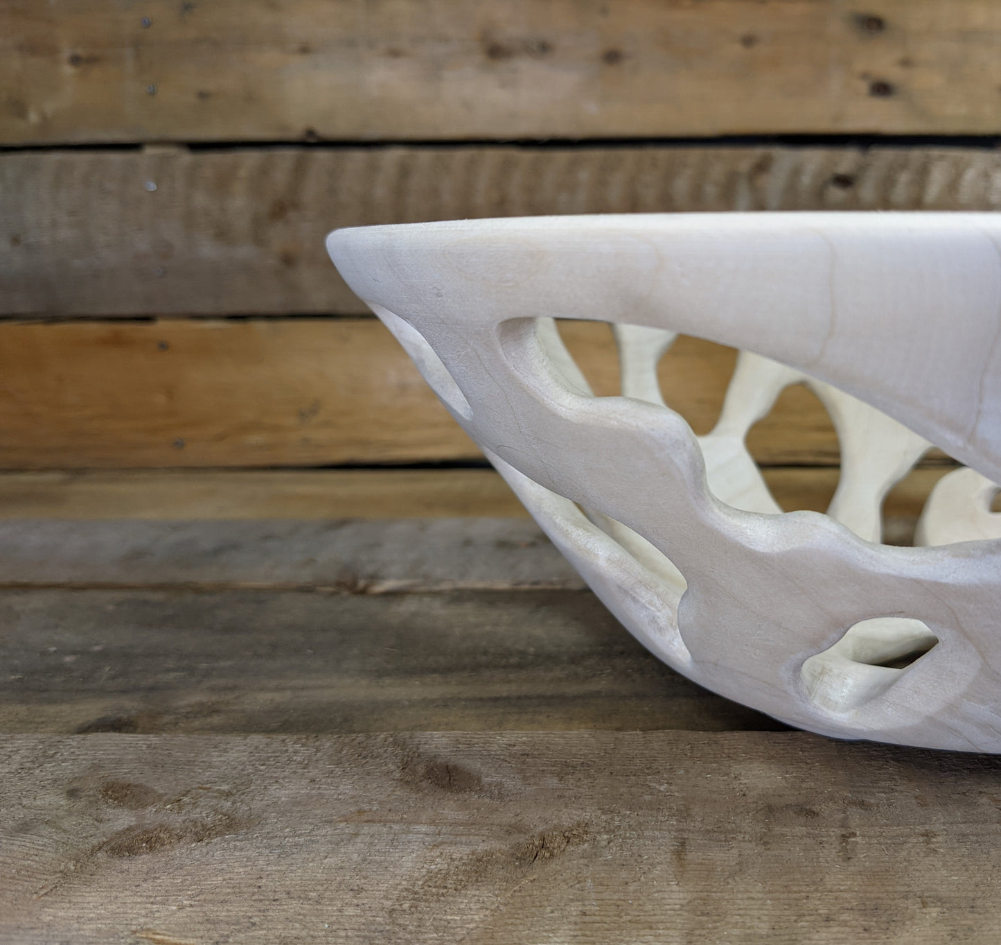 Turned and carved bread/fruit basket