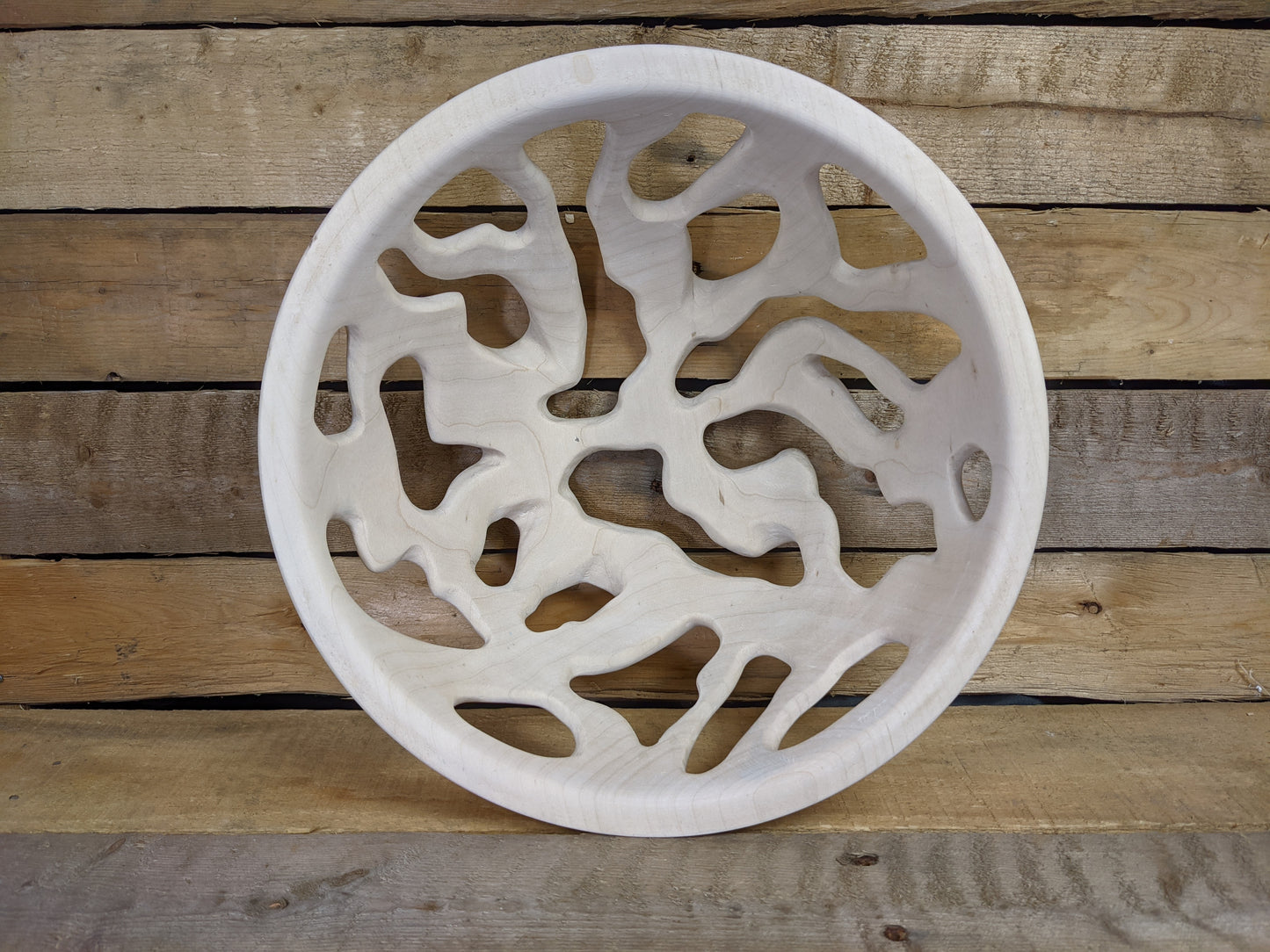 Turned and carved bread/fruit basket