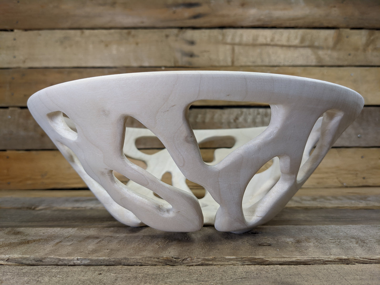 Turned and carved bread/fruit basket