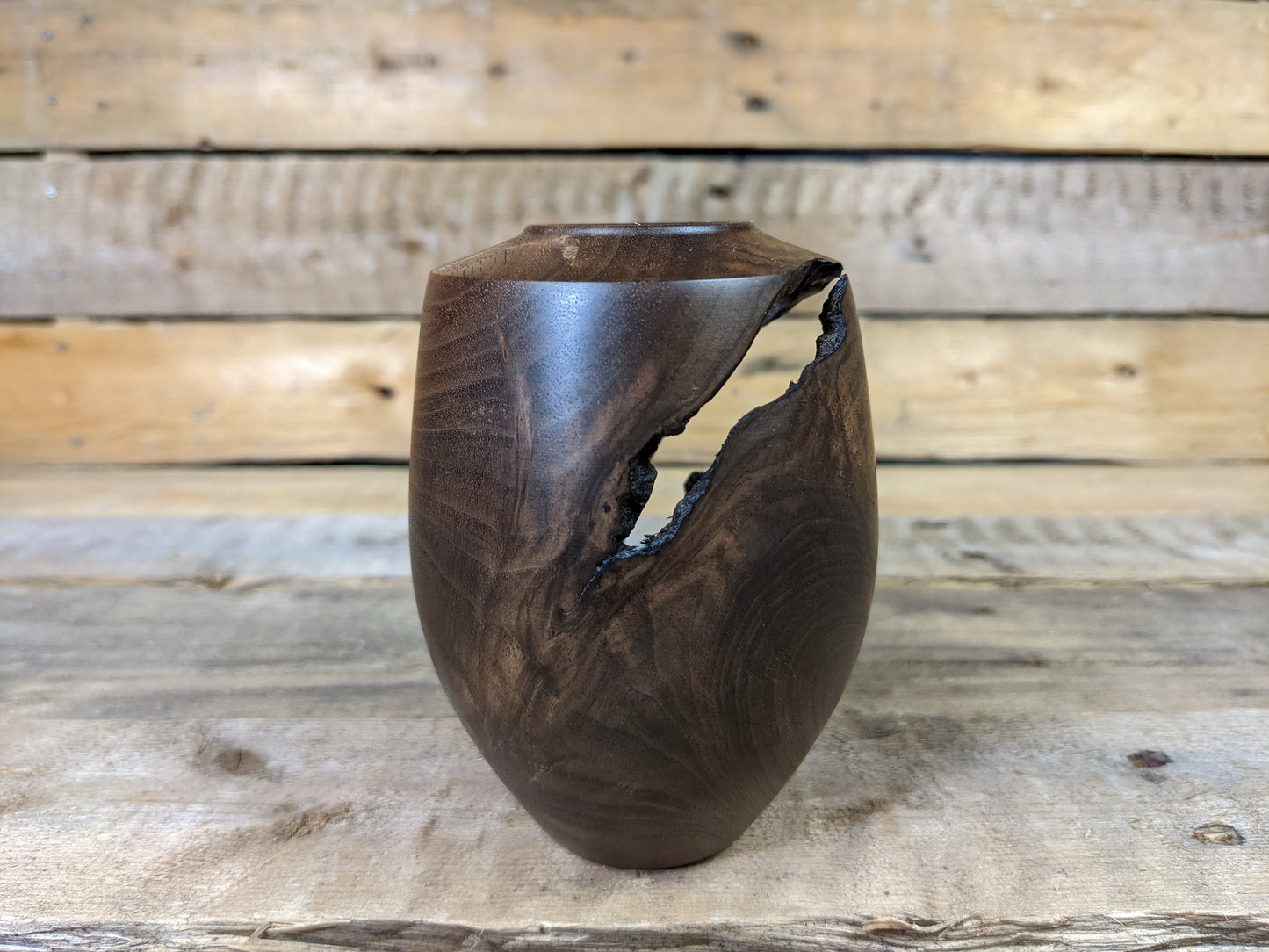 Tiny black walnut dry vase