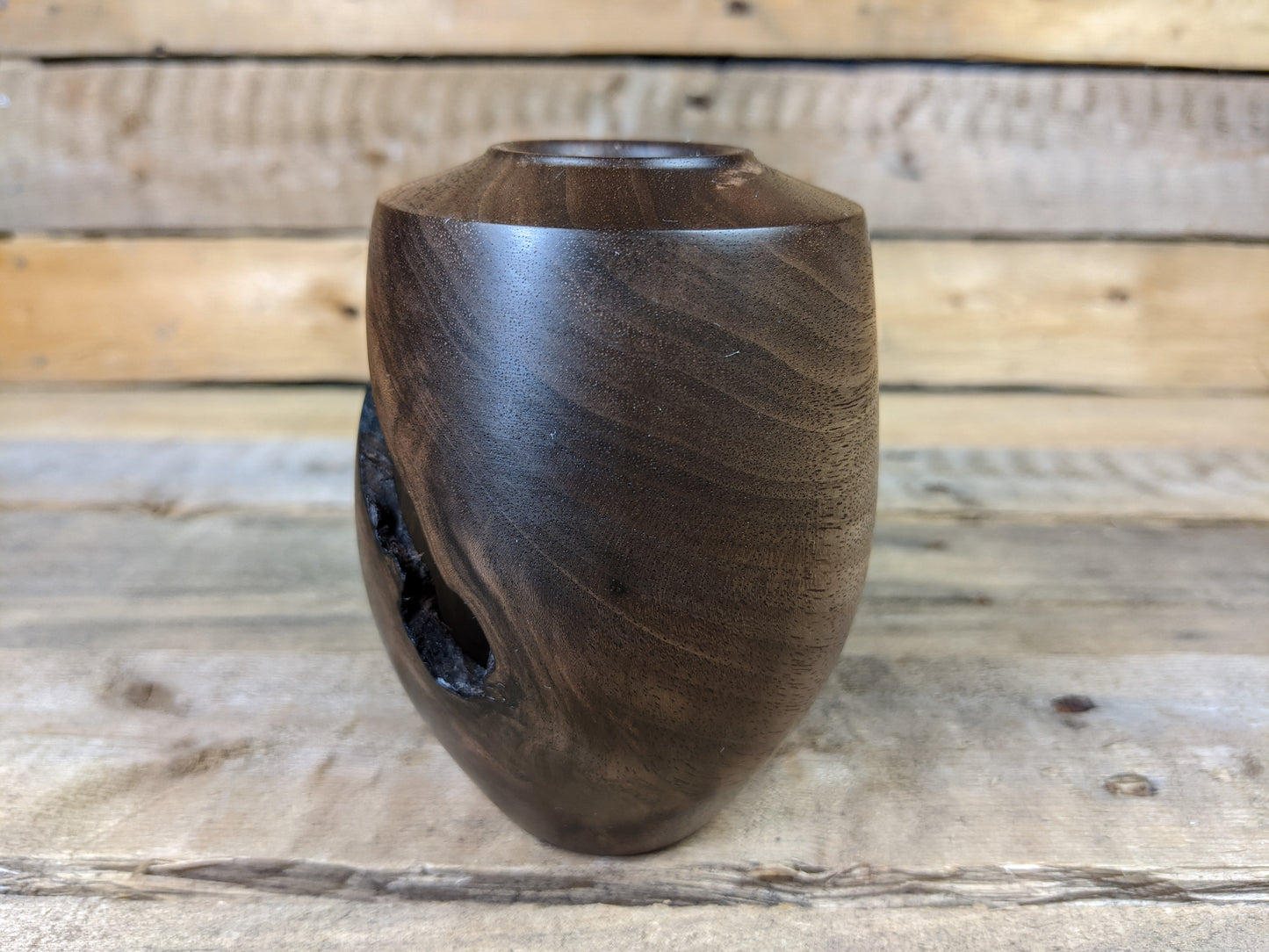 Tiny black walnut dry vase