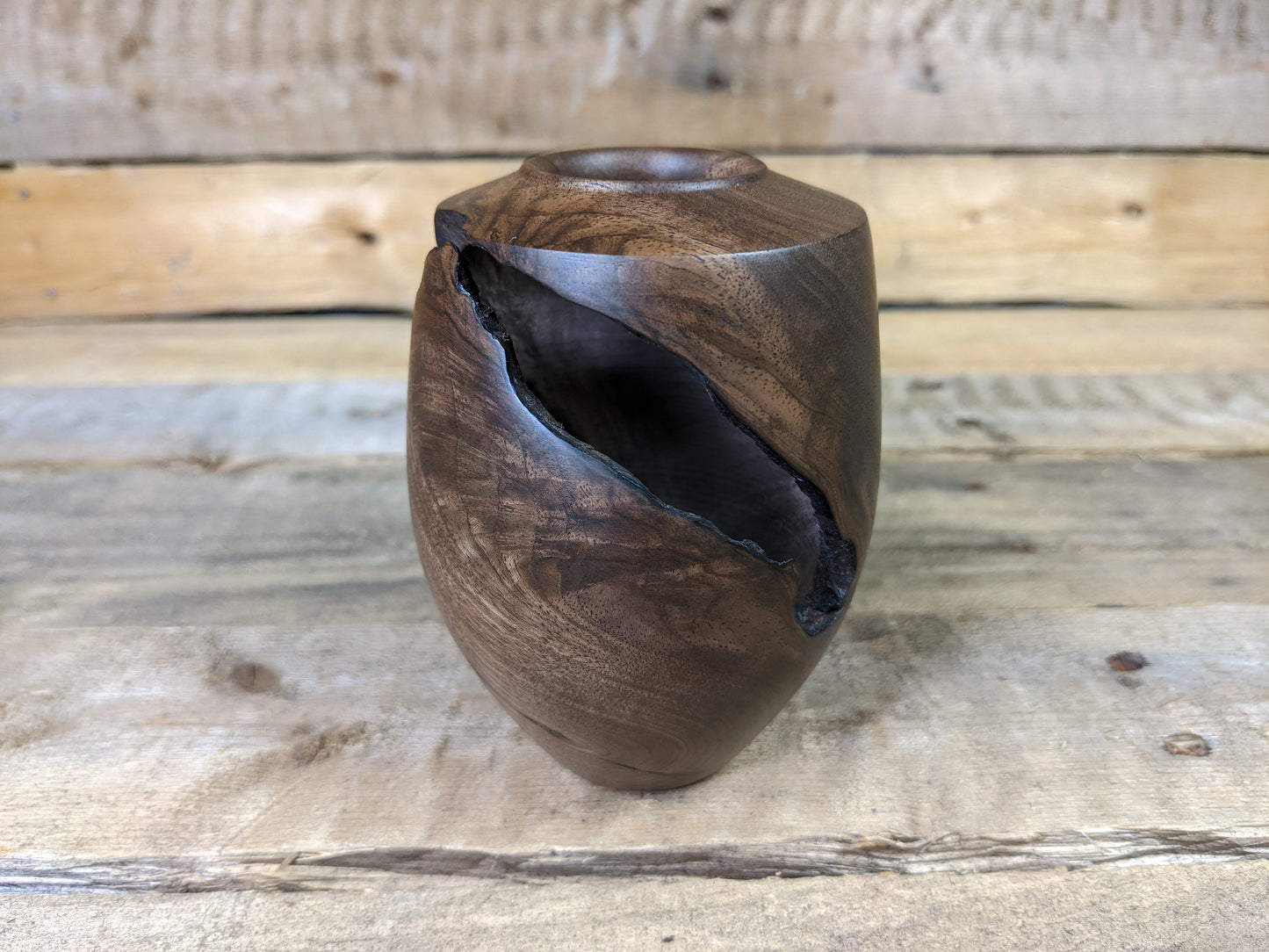 Tiny black walnut dry vase