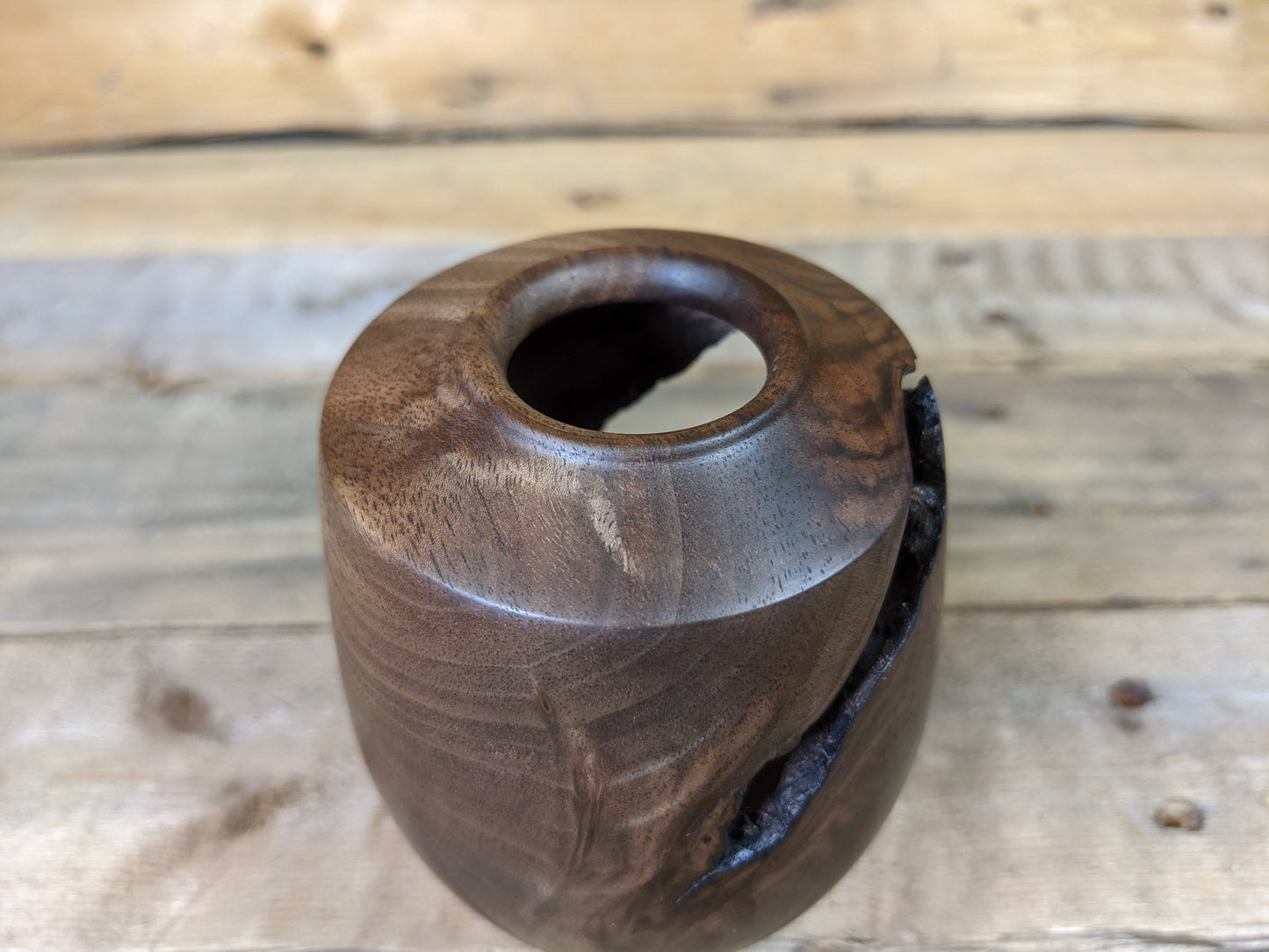 Tiny black walnut dry vase