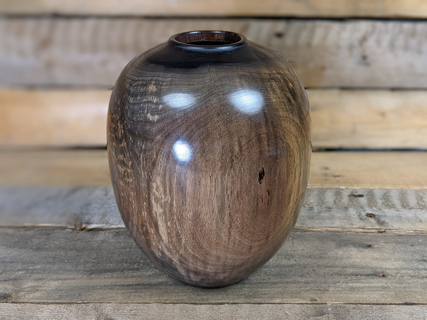 Ebonized black walnut hollow vessel