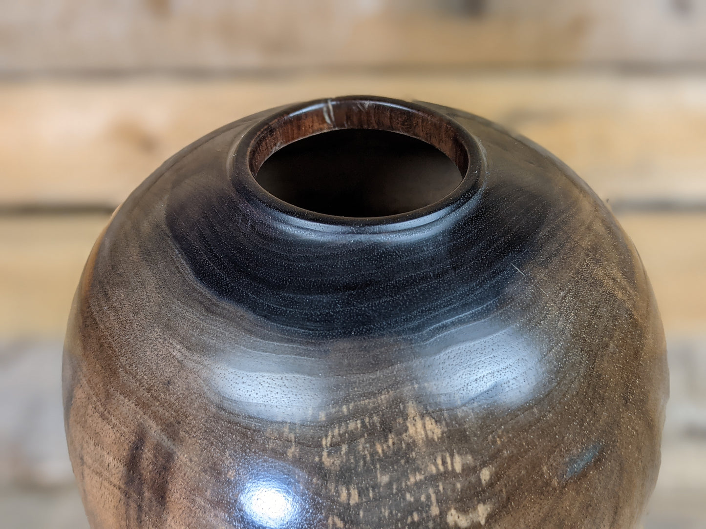 Ebonized black walnut hollow vessel