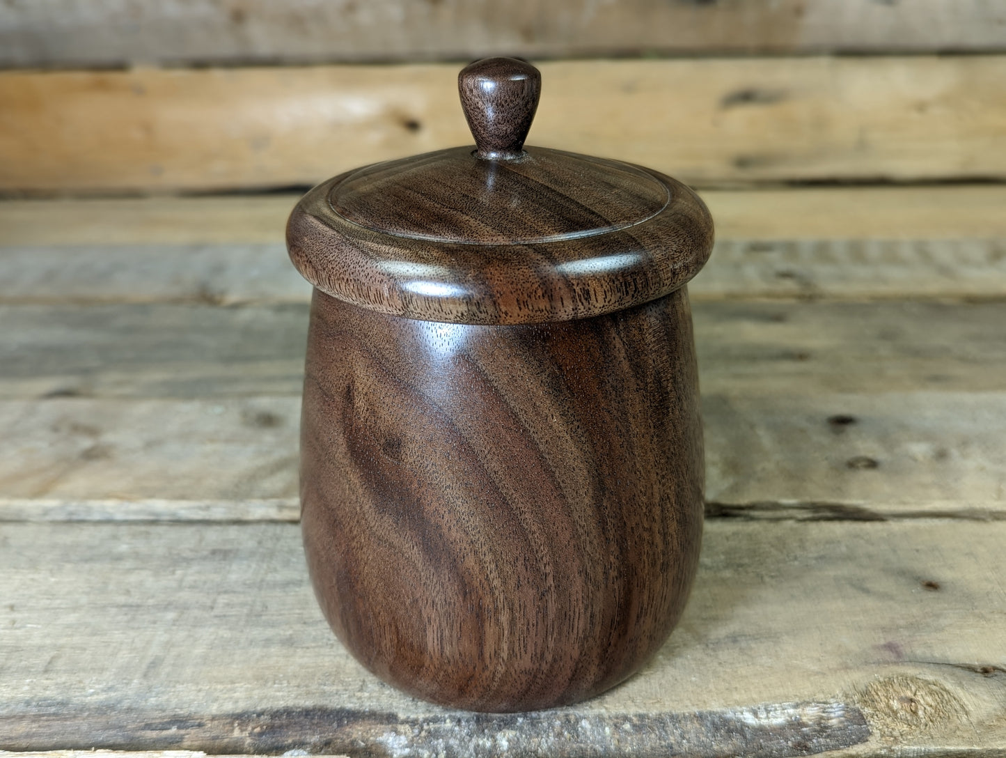 Figured black walnut pot