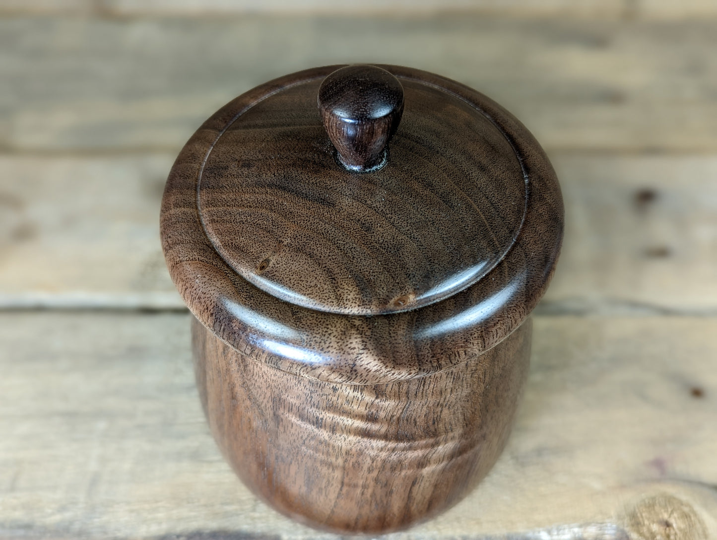 Figured black walnut pot