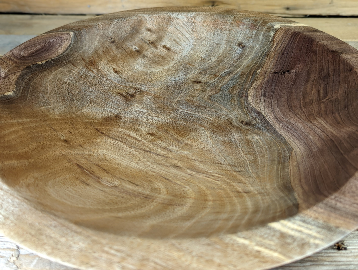 Large shallow black walnut bowl