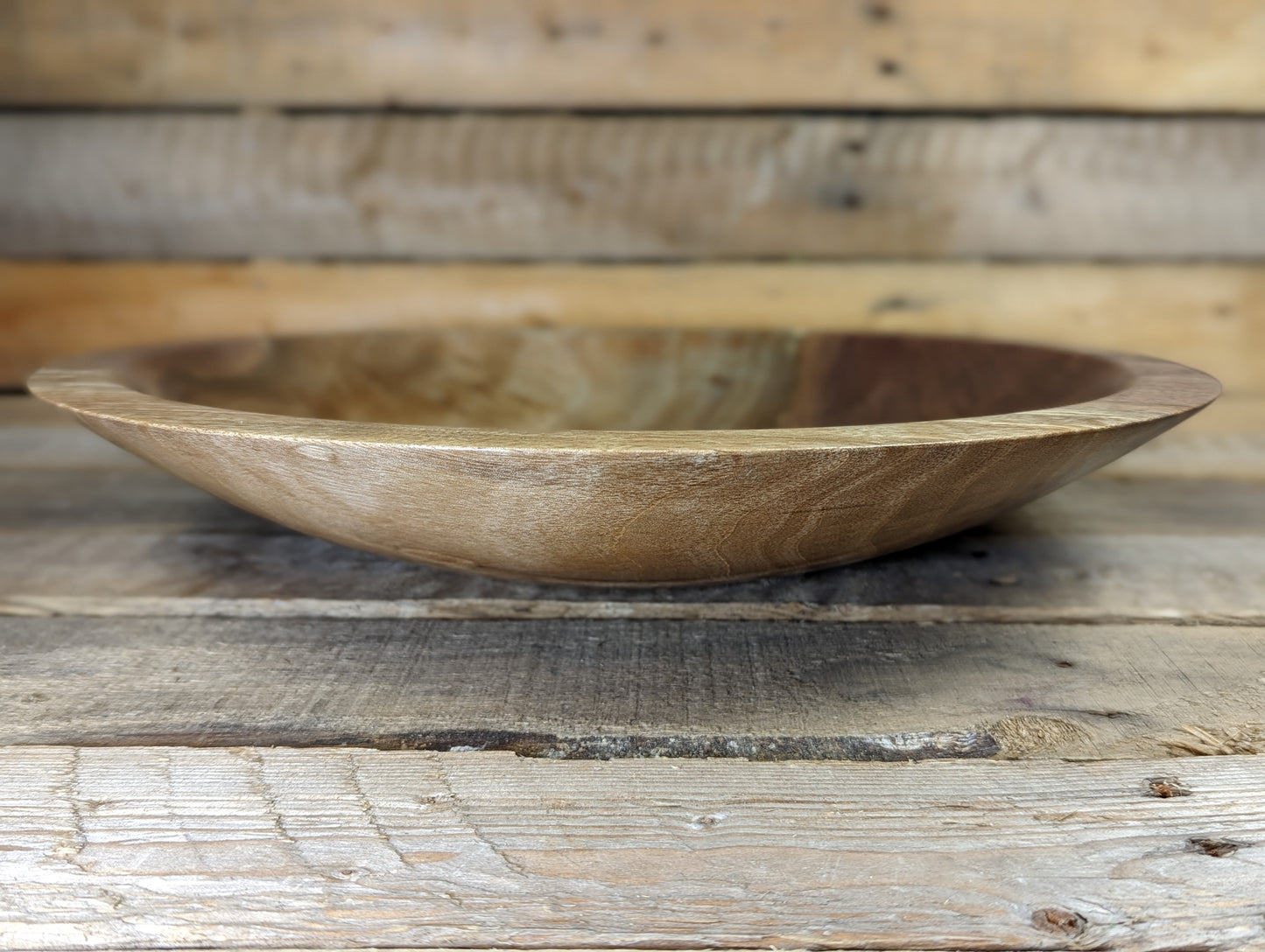 Large shallow black walnut bowl