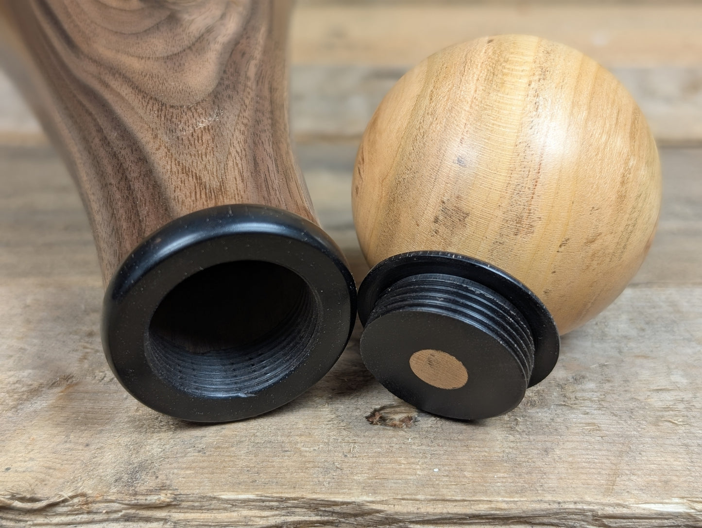 Ball top black walnut bottle