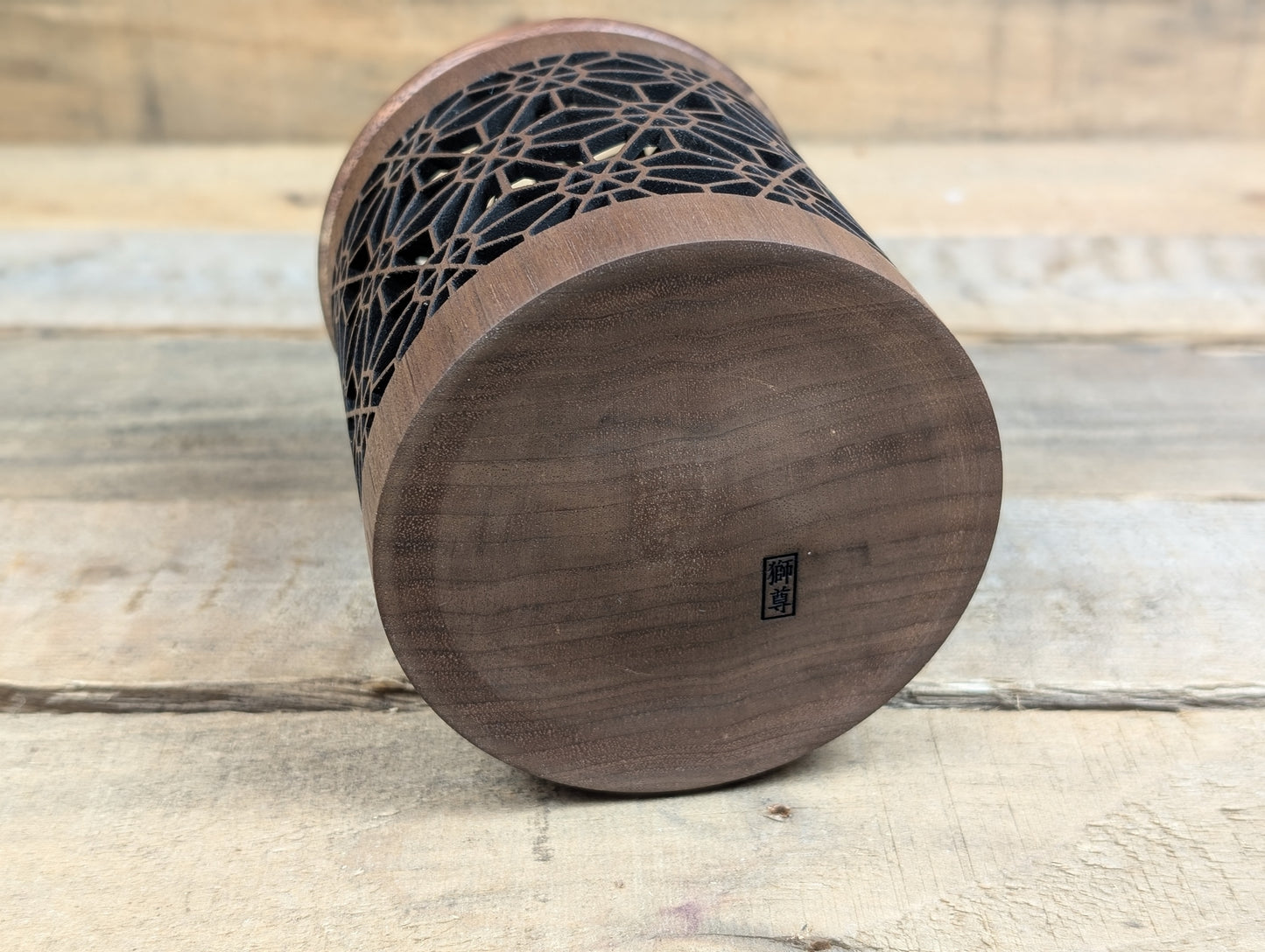 Laser cut kumiko style lidded pot