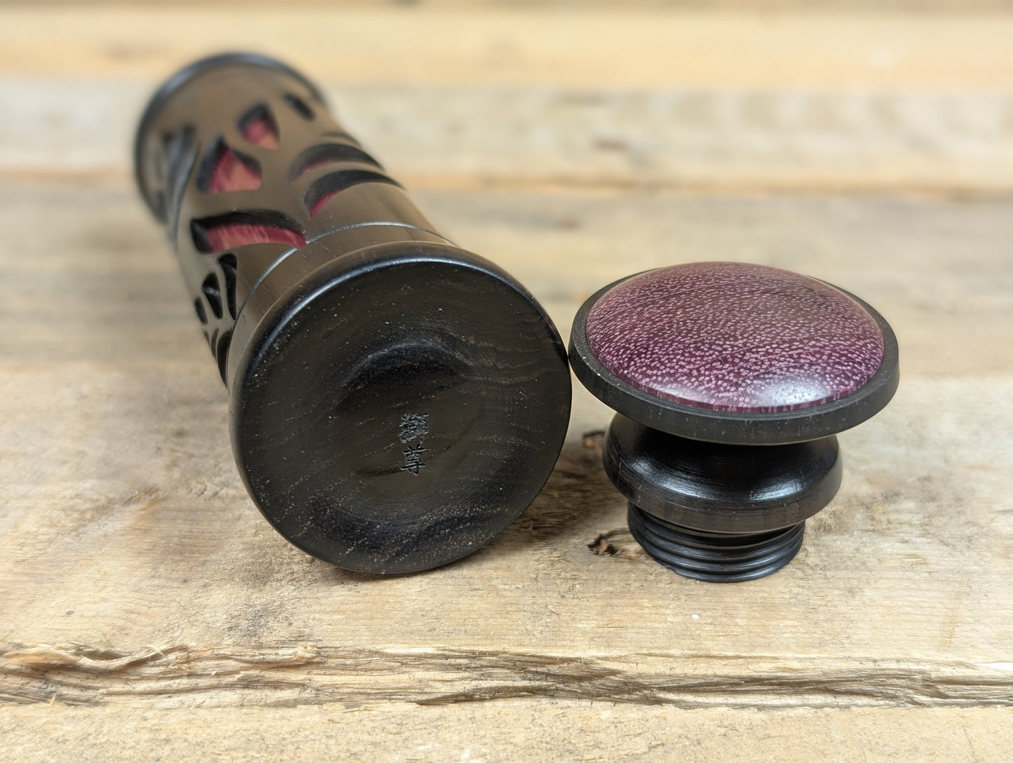 Layered laser cut blackwood canister box