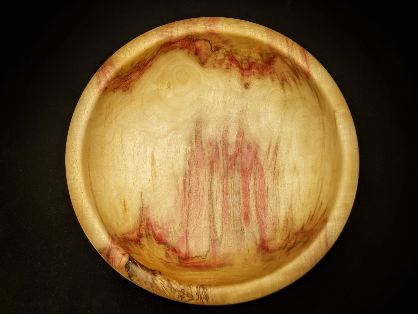 Stunning footed flaming 9" box elder bowl