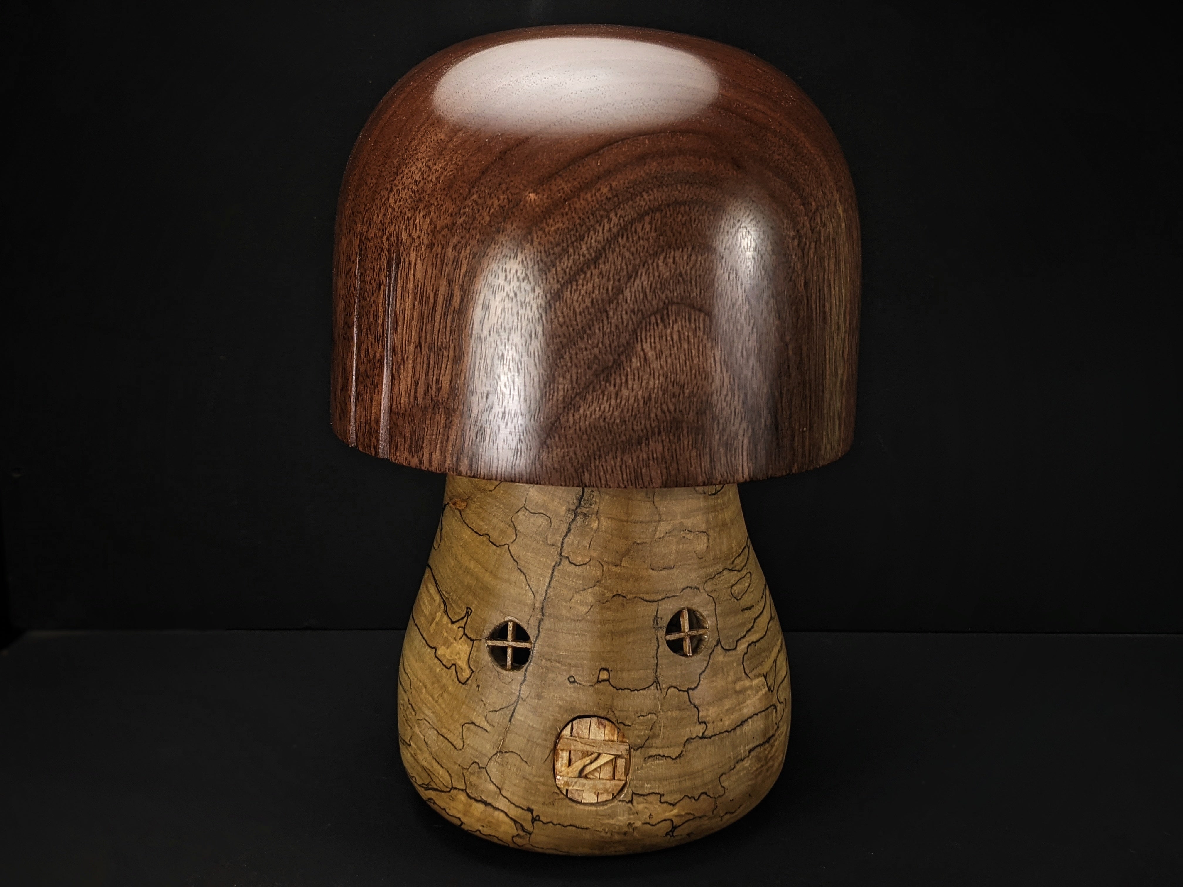 Black walnut and spalted maple gnome home