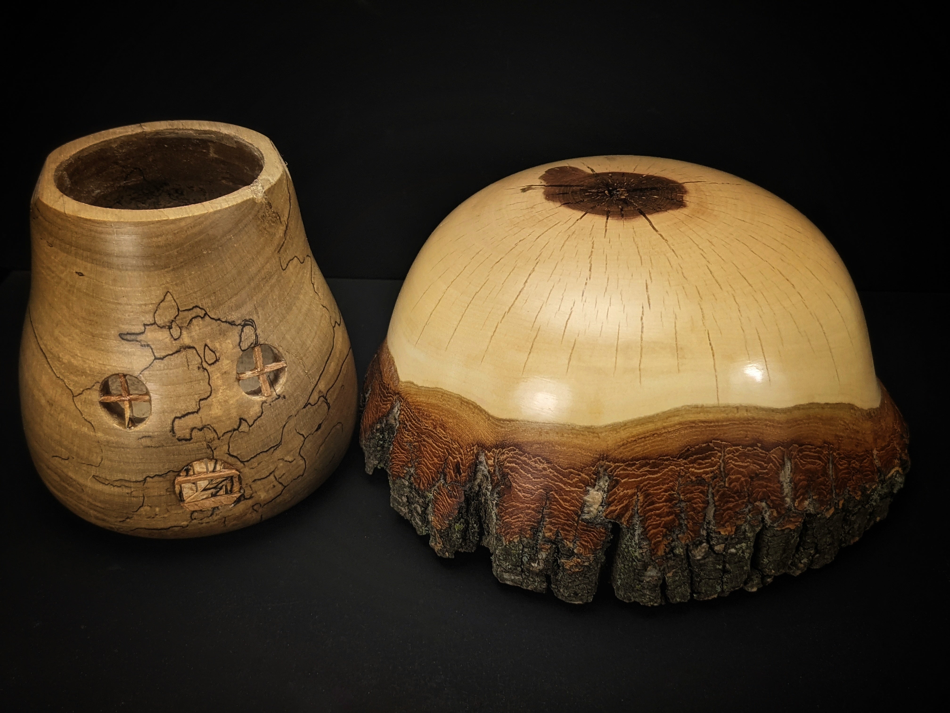 Live edge ambrosia and spalted maple gnome home